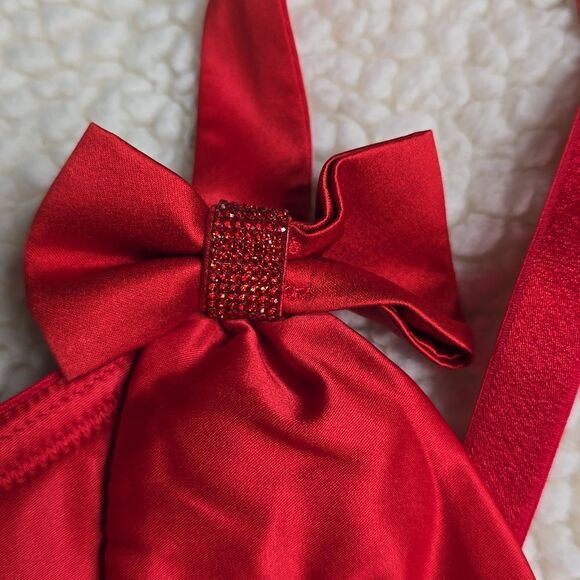 1091 NWT Victoria's Secret Wicked Twinkle Bows Satin Open-Cup Balconette Bra XXL - Picture 5 of 6